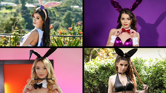 What's up, TeamSkeet fans? We're kicking off April with a bang with an all-new Selects update. As you know, April is all about chicks and bunnies, but for TeamSkeet, it's all about chicks in bunny outfits. This new compilation features the hottest TeamSkeet bunny babes, with clips ranging from series like Titty Attack, All-Stars, PervMom, and more! See hotties like Indica Flower, Katie Kush, Kylie Quinn, Leana Lovings, and more dressed in their Easter best! Here's to a stellar April! TeamSkeet video starring Kylie Quinn, Katie Kush, Indica Flower and Leana Lovings.