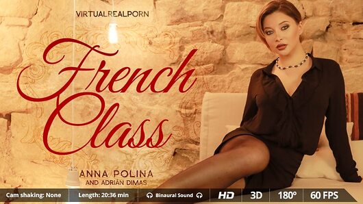 Anna Polina, one of the hottest girls you will see, fucks you now in 60 fps! Feel her wet pussy better than ever with our new mind-blowing technology. In this scene, Anna is giving you the most intense, funny and hot french class. We don't know if you're going to learn any french, but we assure you that's gonna be the last of your concerns. Enjoy this VR porn scene in 180 degrees FOV and our awesome Binaural Sound in your Smartphone Cardboard, Samsung Gear VR or Oculus Rift! VR Porn video starring Anna Polina and Adrian Dimas. (Video duration: 20:40 min)