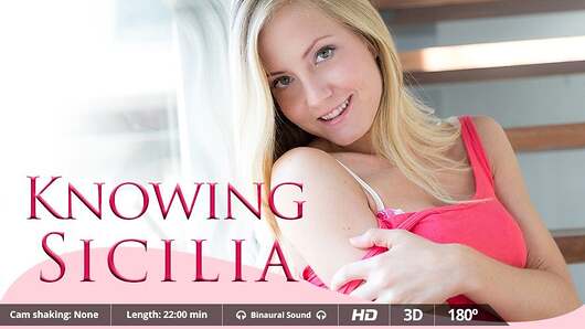 Come and join Sicilia at VirtualRealPorn. Watch this blonde teen perform an exclusive live show just for you. She starts the show with a little striptease. Sicilia looks at you with her teasing eyes while gradually removing all her clothes. She gently rubs her clitoris before bringing out her reliable glass dildo. The petite girl lubes up the dildo with her spit before inserting it inside her hole. This naughty teen enjoys being watched while having solo masturbation. She continues sliding the dildo into her hole until she cums over and over again. (Video duration: 20:00 min)