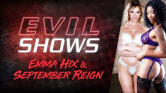 Evil Angel video starring Emma Hix and September Reign. (Video duration: 00:57:43)